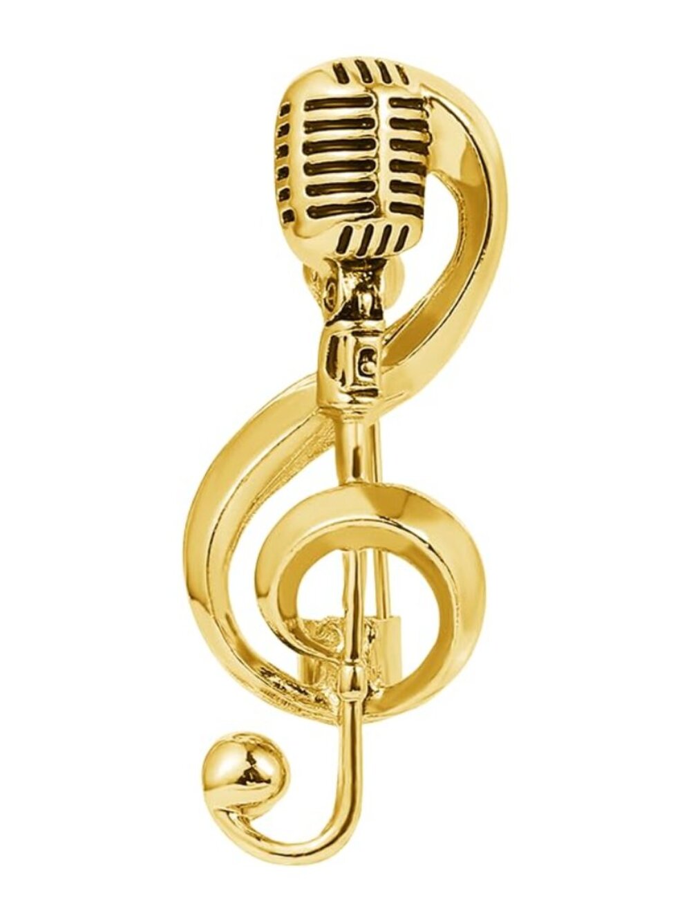 Music Note Microphone Guitar Brooch Lapel Pin for Women Dainty Rhinestone‎